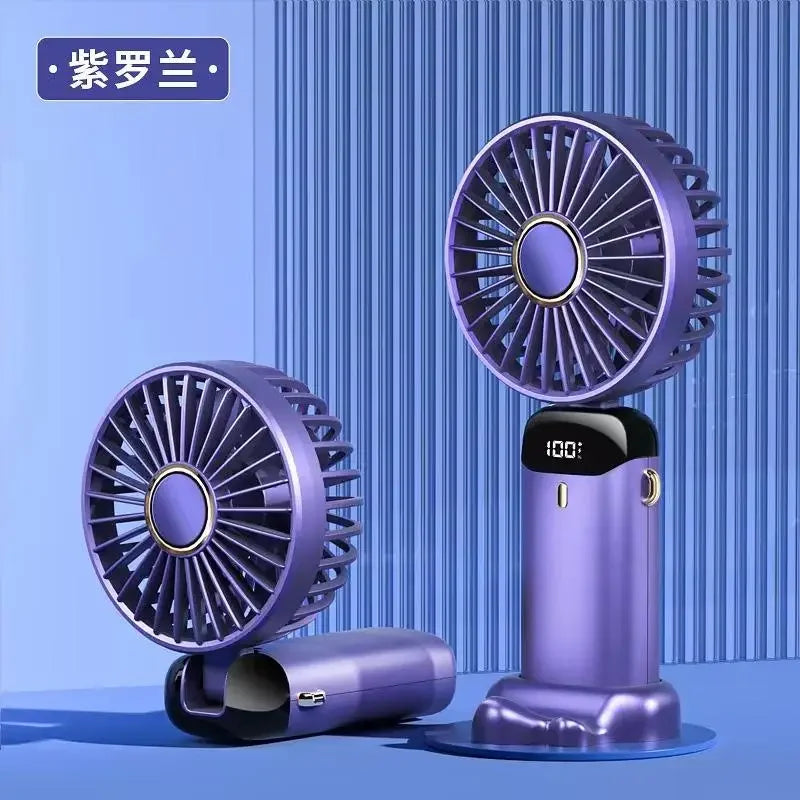 Mini Handheld & Neck Fan – 5 Speeds, USB Rechargeable, LED Display
