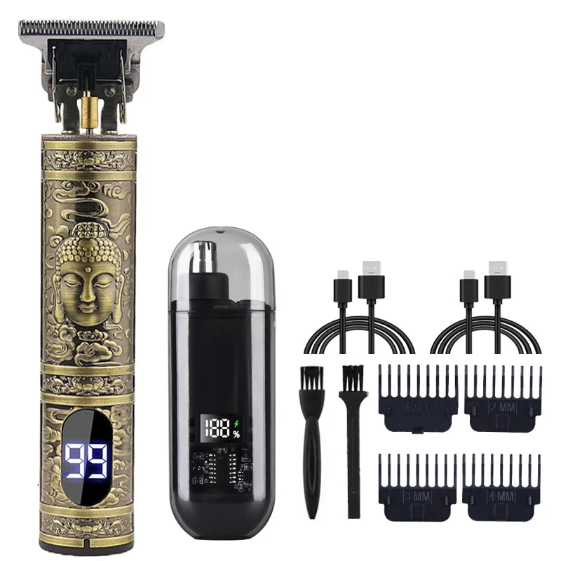 T9 Vintage Electric Hair Clipper & Beard Trimmer – Rechargeable Kit