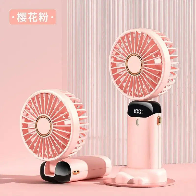 Mini Handheld & Neck Fan – 5 Speeds, USB Rechargeable, LED Display
