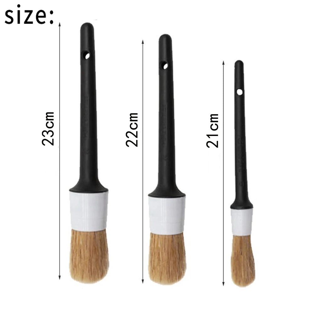 3-Piece Boar Hair Car Detail Brush Set