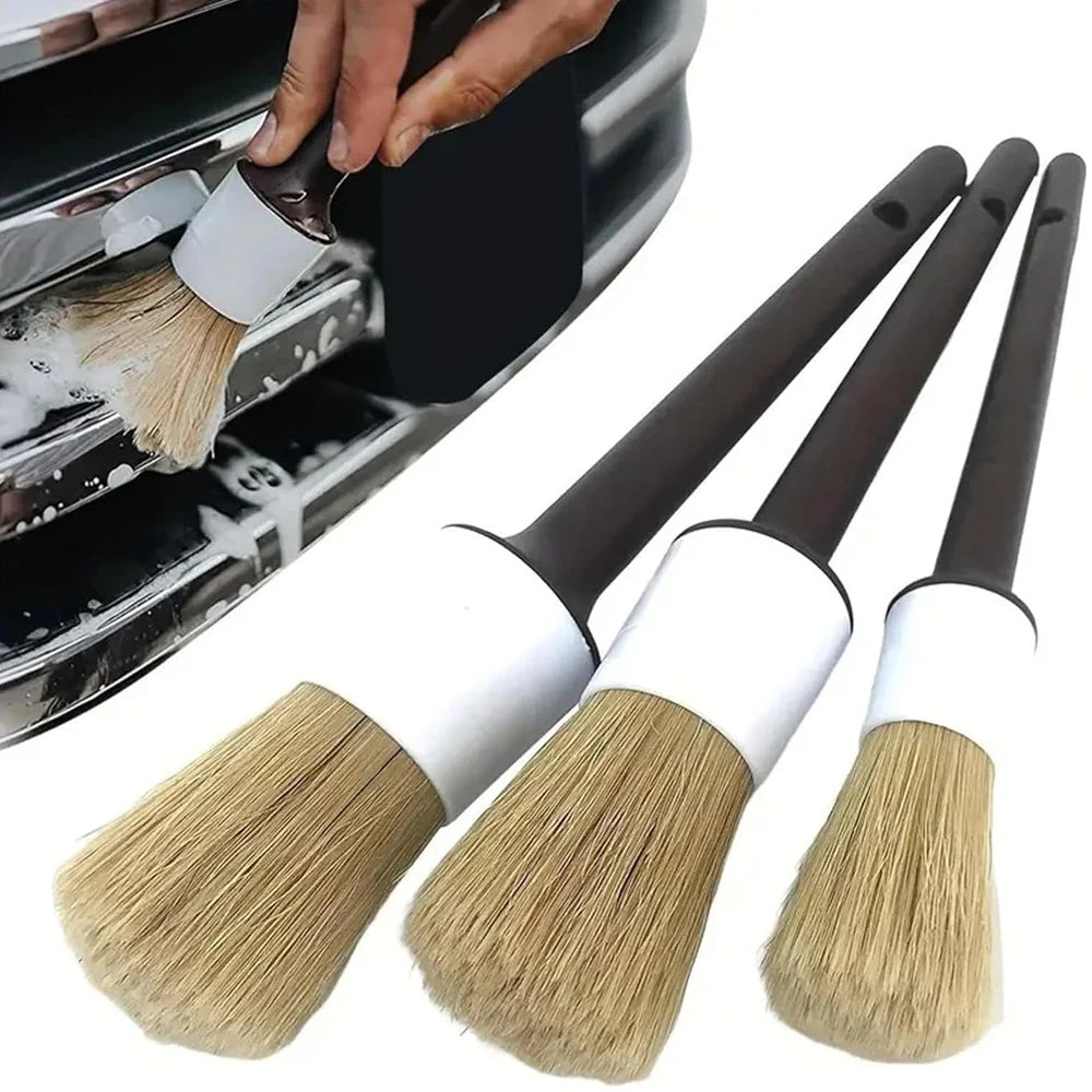 3-Piece Boar Hair Car Detail Brush Set