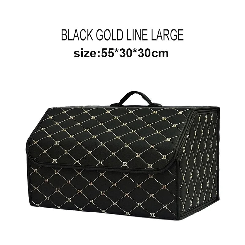 Large Capacity Foldable Leather Car Trunk Organizer