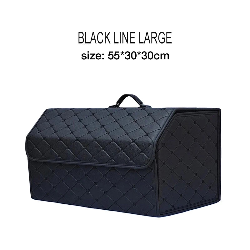 Large Capacity Foldable Leather Car Trunk Organizer