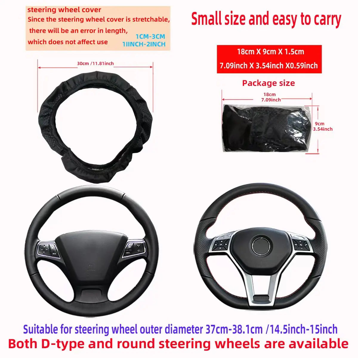 Embossed PU Leather Steering Wheel Cover