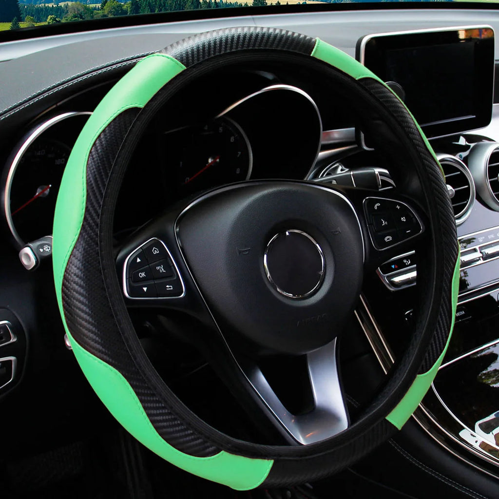 Carbon Fiber PU Leather Steering Wheel Cover