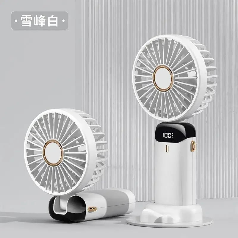 Mini Handheld & Neck Fan – 5 Speeds, USB Rechargeable, LED Display