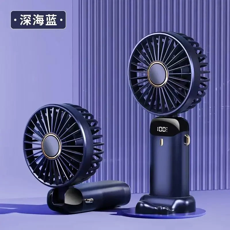 Mini Handheld & Neck Fan – 5 Speeds, USB Rechargeable, LED Display