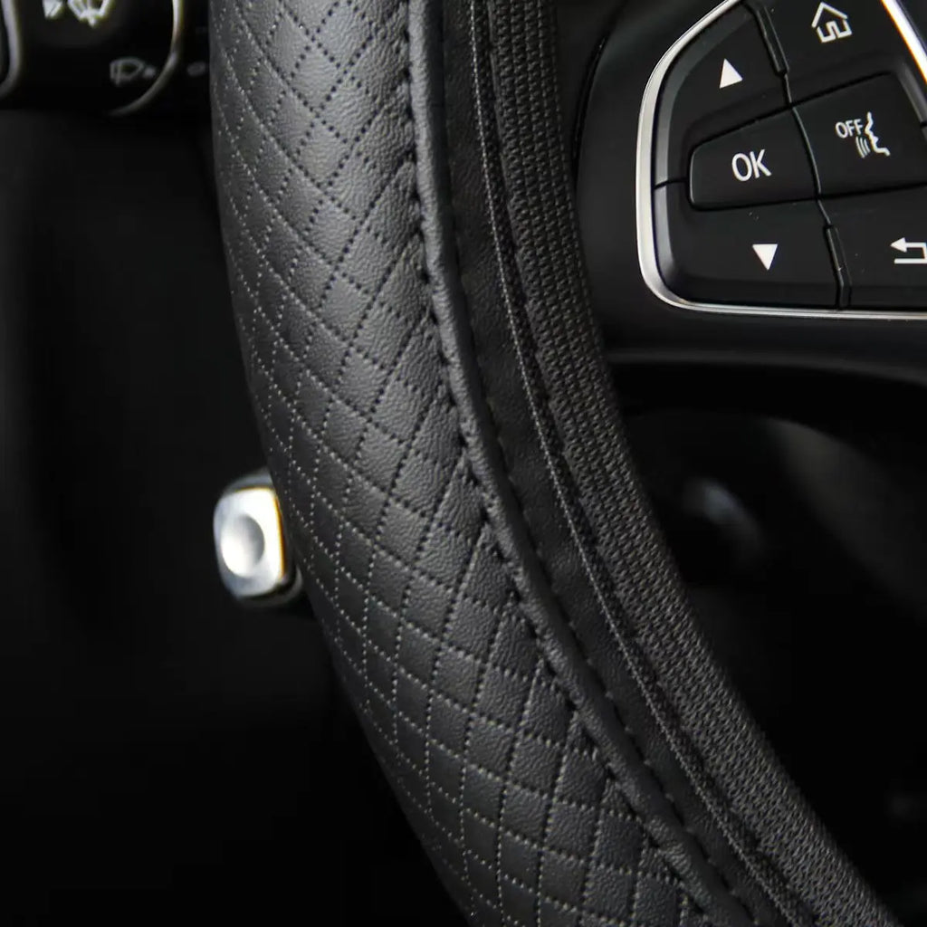 Embossed PU Leather Steering Wheel Cover