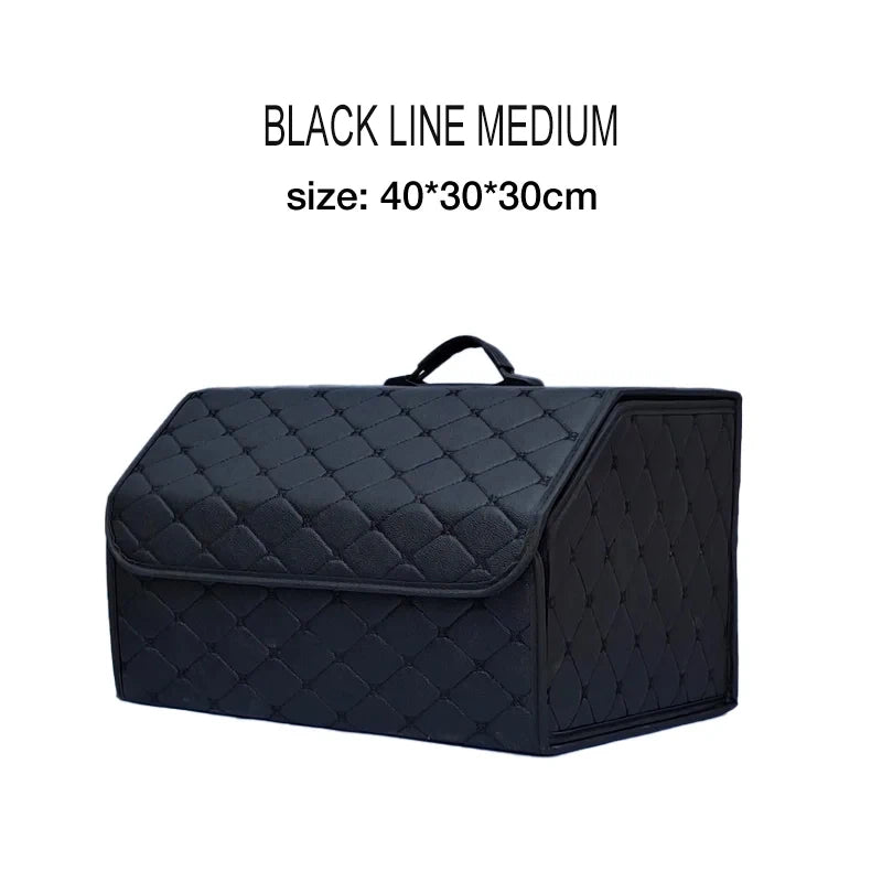Large Capacity Foldable Leather Car Trunk Organizer