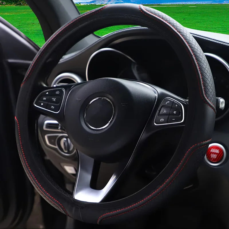 Embossed PU Leather Steering Wheel Cover
