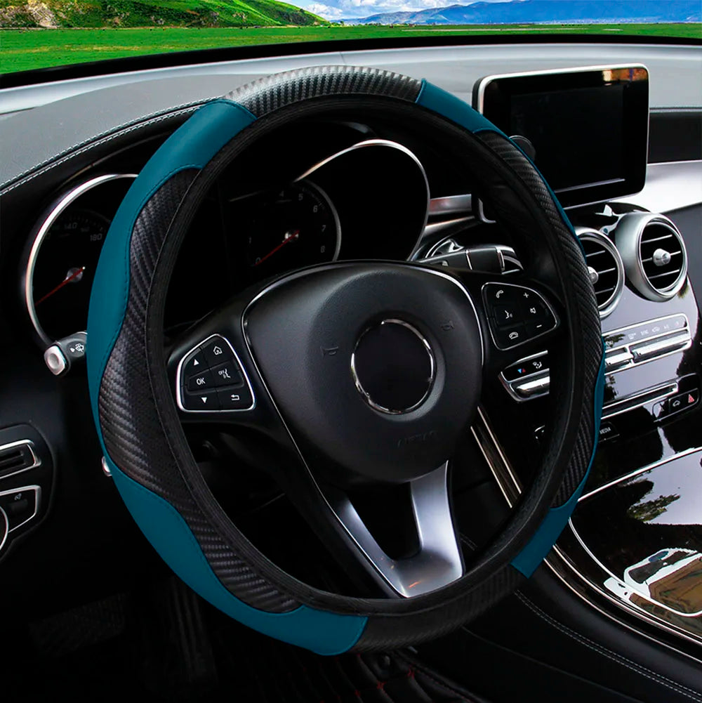 Carbon Fiber PU Leather Steering Wheel Cover
