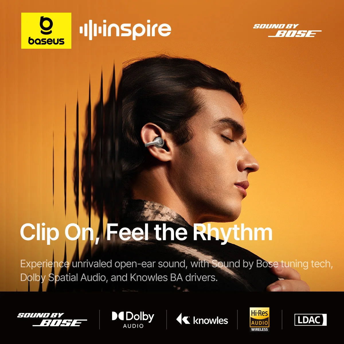 Baseus Inspire XC1 Sound by Bose Ear Clip Wireless Earbuds Bluetooth