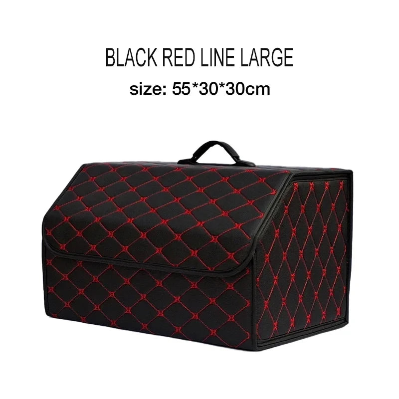 Large Capacity Foldable Leather Car Trunk Organizer