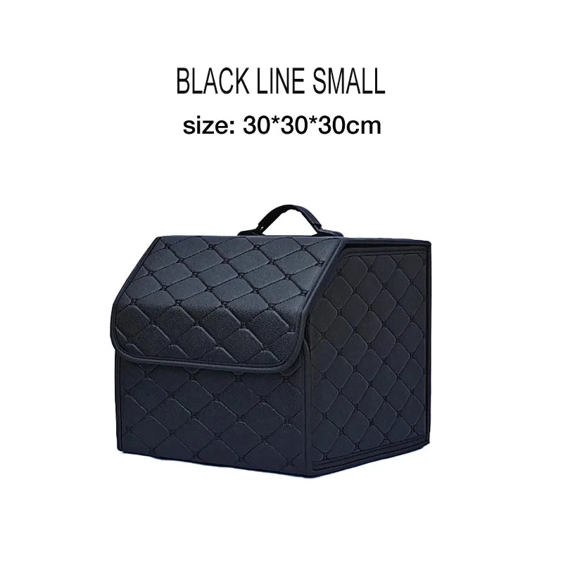 Large Capacity Foldable Leather Car Trunk Organizer