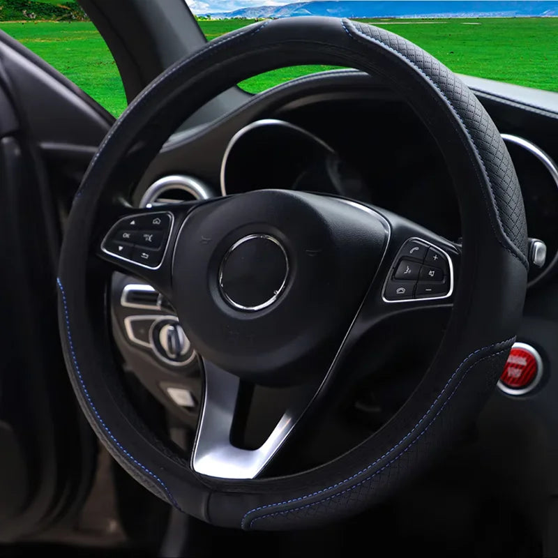 Embossed PU Leather Steering Wheel Cover