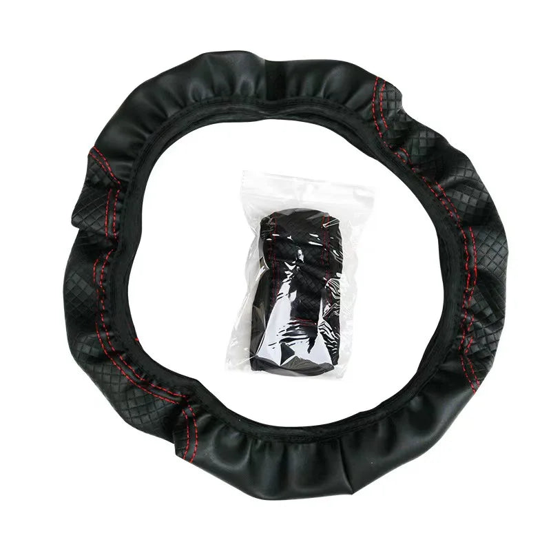 Embossed PU Leather Steering Wheel Cover