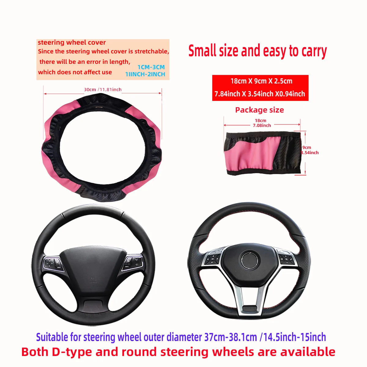 Carbon Fiber PU Leather Steering Wheel Cover