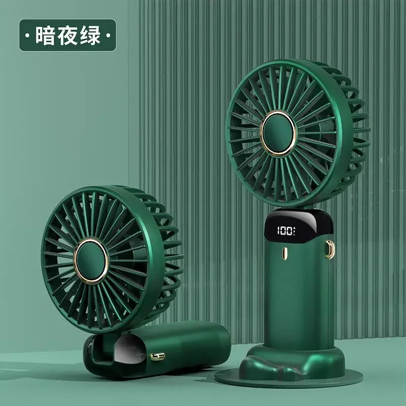 Mini Handheld & Neck Fan – 5 Speeds, USB Rechargeable, LED Display